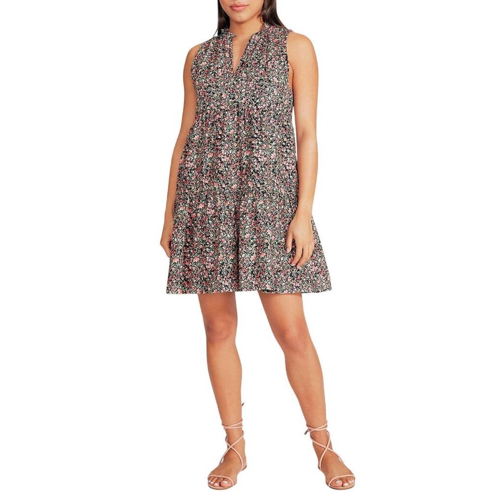 NWT Bb Dakota Womens Sleeveless Tiered A-Line Dress BL28140W XL Black Floral